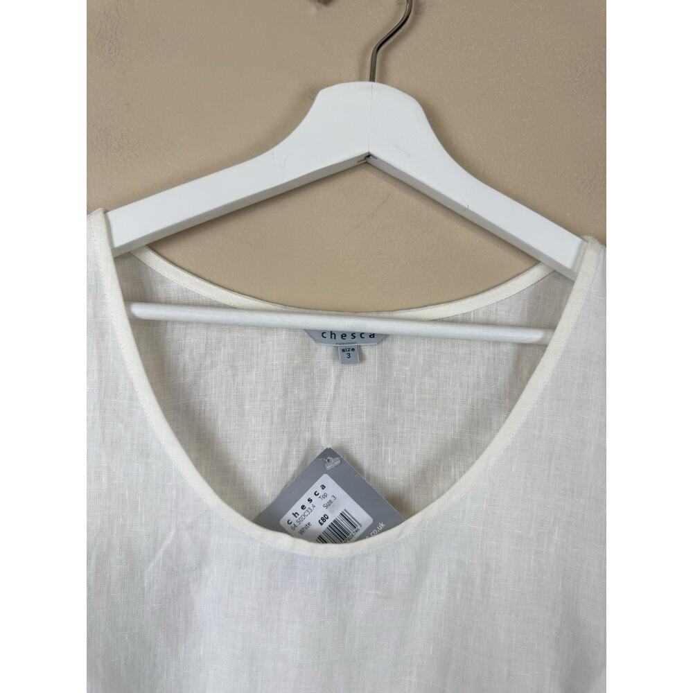NWT Chesca Women’s White Sleeveless Scoop Neck Top Size 3 Resort Coastal Beach - Picture 3 of 10